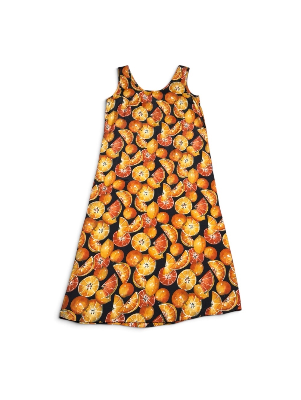 Vintage Barry Bricken Sport Sleeveless Orange Citrus Print Dress